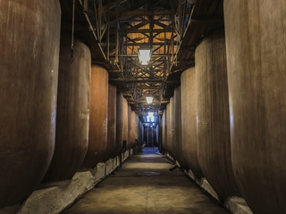 Vista del las barricas en Bodegas naranjo